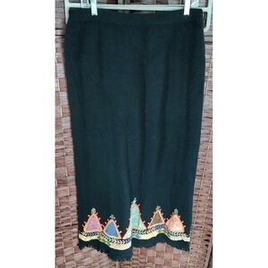 Double D Ranch Embellished Western Lambswool Maxi Skirt XL Fringe Stone Chenille